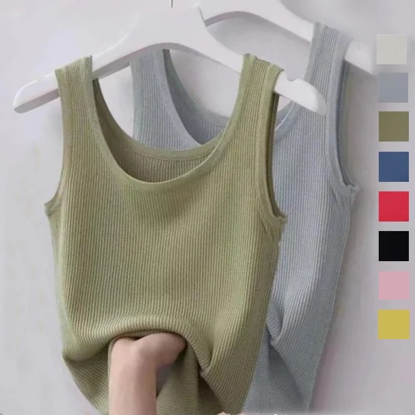 人氣推薦 冰絲螺紋背心小可愛 修身外穿內搭吊帶打底衫女無袖薄
