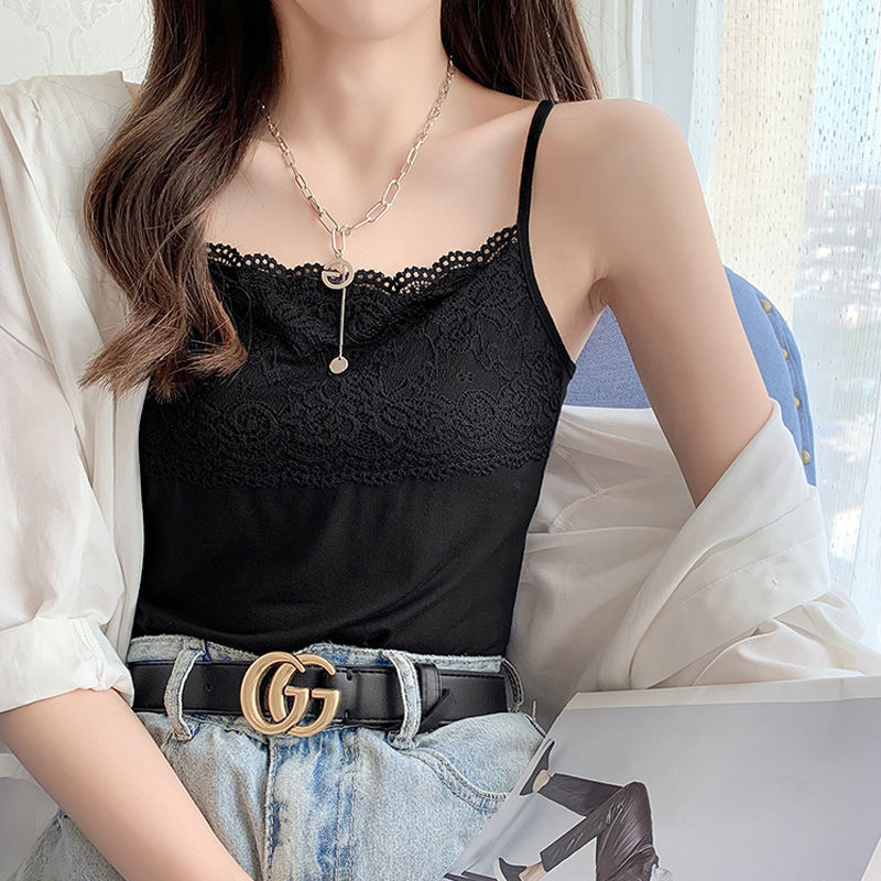 Bratop 心機小背心 莫代爾蕾絲吊帶背心 無袖百搭 學生內搭打底衫上衣薄