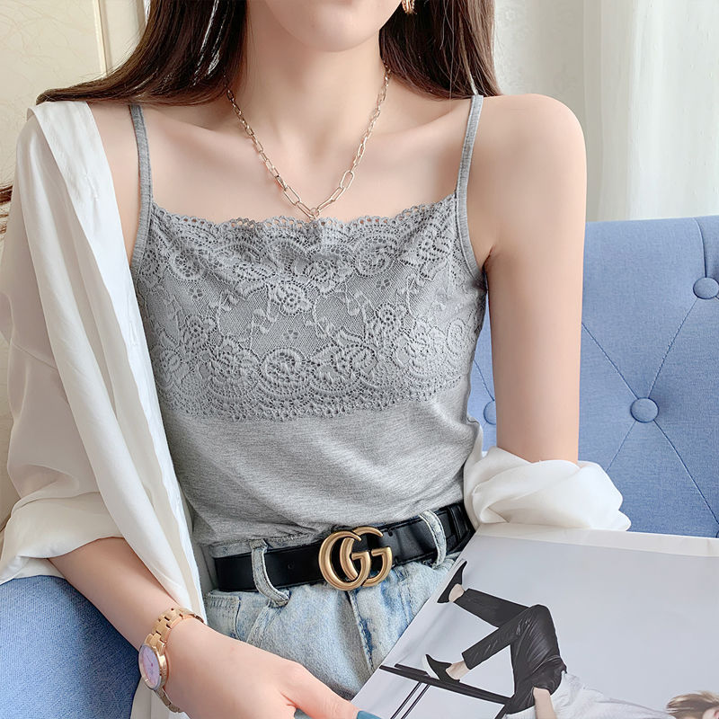 Bratop 心機小背心 莫代爾蕾絲吊帶背心 無袖百搭 學生內搭打底衫上衣薄