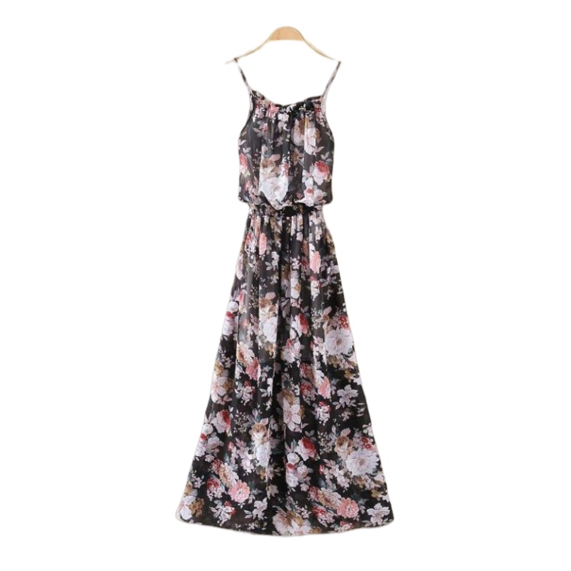 【單品可選】韓版 純色 罩衫+沙灘裙 寬松 長裙 波西米亞 碎花 吊帶洋裝套裝