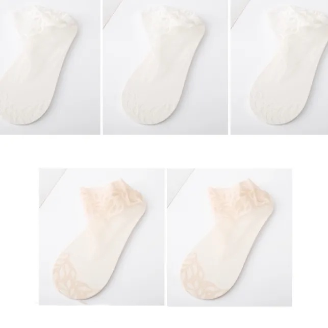 夏季透氣深口蕾絲襪子 隱形吸汗日系花邊短襪網紗透氣 超薄棉底防滑襪 搭配單鞋