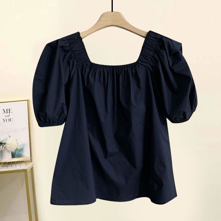 【單品可選】方領寬鬆泡泡袖襯衫+寬鬆高腰顯瘦工裝短褲套裝