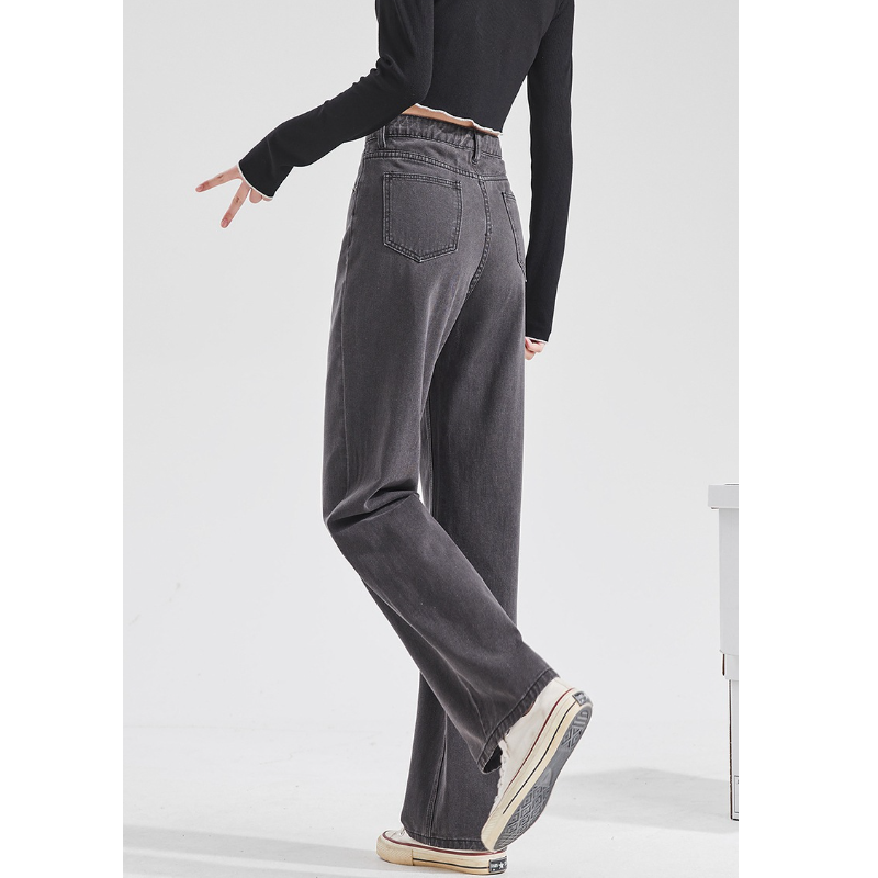 顯高顯瘦新版寬褲 垂感拖地長牛仔褲 高腰直筒牛仔褲 S-2XL 大碼胖mm闊腿寬鬆垂感拖地長褲