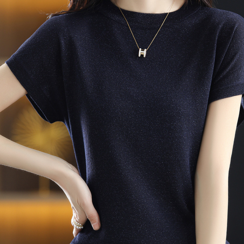 簡約好搭 7色 復古 百搭 亮絲 氣質 針織 短袖 T恤