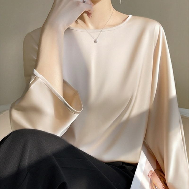 知性美型 氣質 簡約 圓領 寬鬆 九分袖 T恤