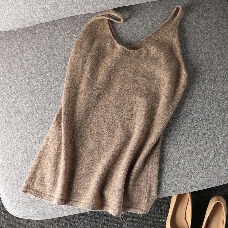 簡約好搭 V領 外穿 無袖 打底衫 內搭 百搭 針織 吊帶背心