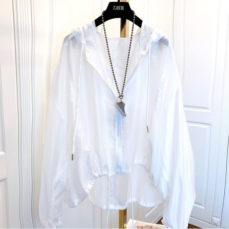 簡約好搭 夏季冰絲 輕薄 防曬 寬鬆 顯瘦 防曬衫 連帽 罩衫外套