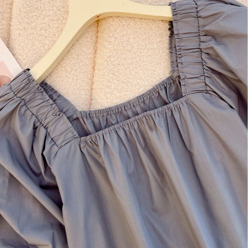 【單品可選】方領寬鬆泡泡袖襯衫+寬鬆高腰顯瘦工裝短褲套裝