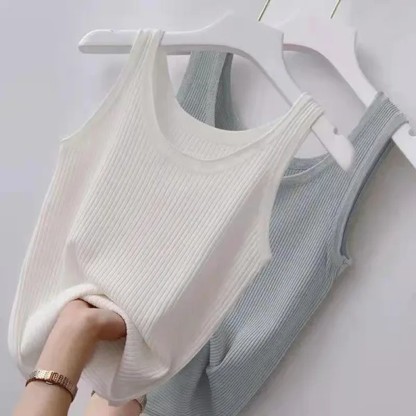 人氣推薦 冰絲螺紋背心小可愛 修身外穿內搭吊帶打底衫女無袖薄