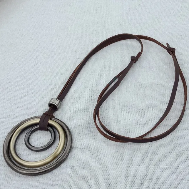 不可或缺的復古時尚吊墜 森系銅環項鏈 民族風百搭氣質款 情侶 男女同款