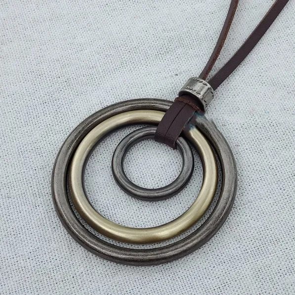 不可或缺的復古時尚吊墜 森系銅環項鏈 民族風百搭氣質款 情侶 男女同款