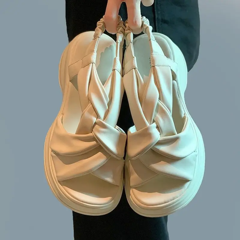 絕美涼鞋高跟厚底 鬆糕涼拖鞋夏季外穿配裙子精緻超火仙女沙灘