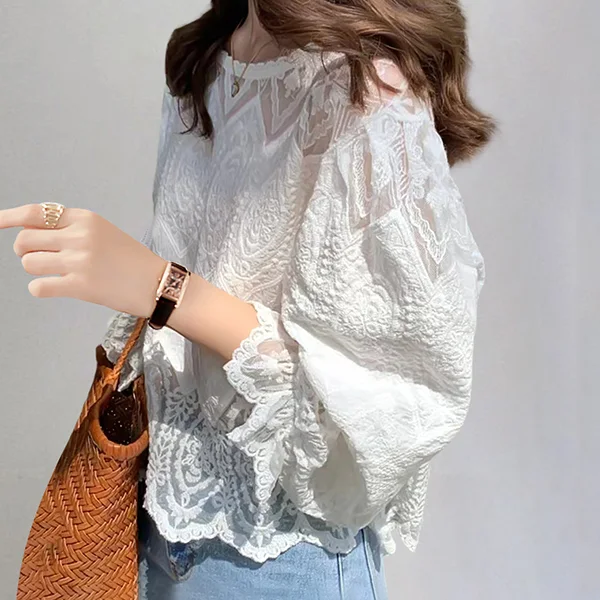 素面 寬鬆 顯瘦 長袖 森系 經典款 七分袖 鏤空 襯衫