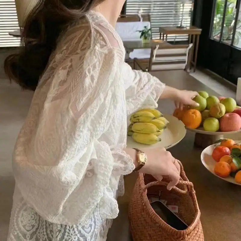 素面 寬鬆 顯瘦 長袖 森系 經典款 七分袖 鏤空 襯衫