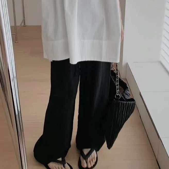 【單品售賣】兩件套 寬鬆 簡約 遮肉 圓領 無袖 上衣+休閒褲 套裝