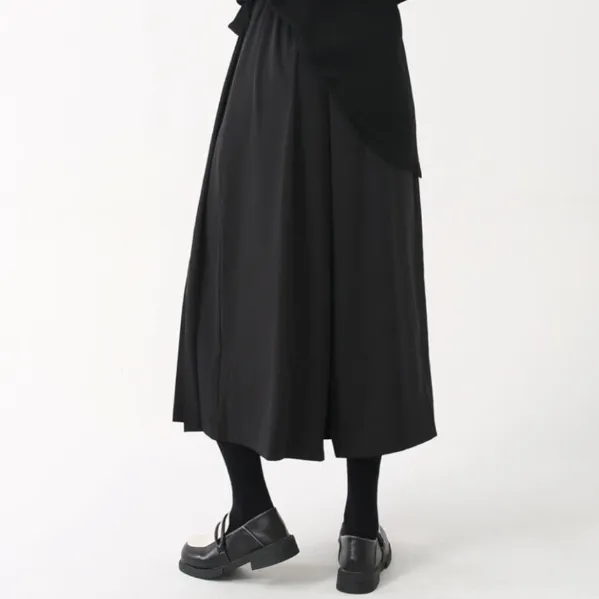 時髦率性 山本暗黑 垂墜感 假兩件 不規則 八分褲 休閒褲 寬褲