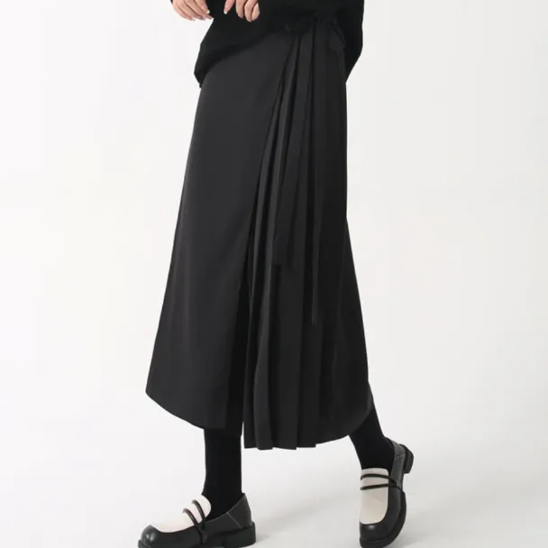 時髦率性 山本暗黑 垂墜感 假兩件 不規則 八分褲 休閒褲 寬褲