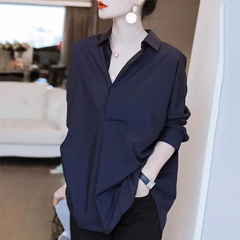 港風 慵懶風 棉白襯衫 小眾氣質 寬鬆顯瘦 休閒襯衣