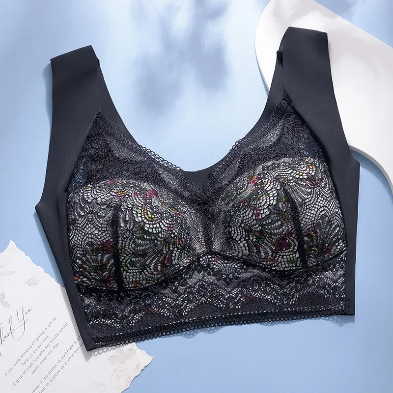 薄款蕾絲美背BRA文胸 背心無鋼圈固定杯 收副乳無痕背心式內衣