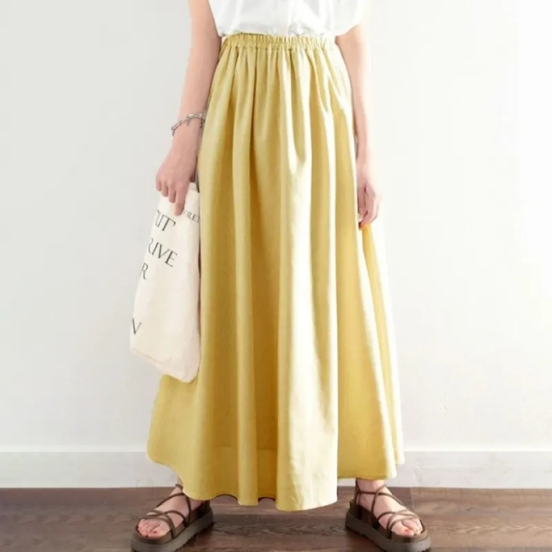 人氣商品 6色 素面 百搭 寬鬆 A字 鬆緊腰 半身裙