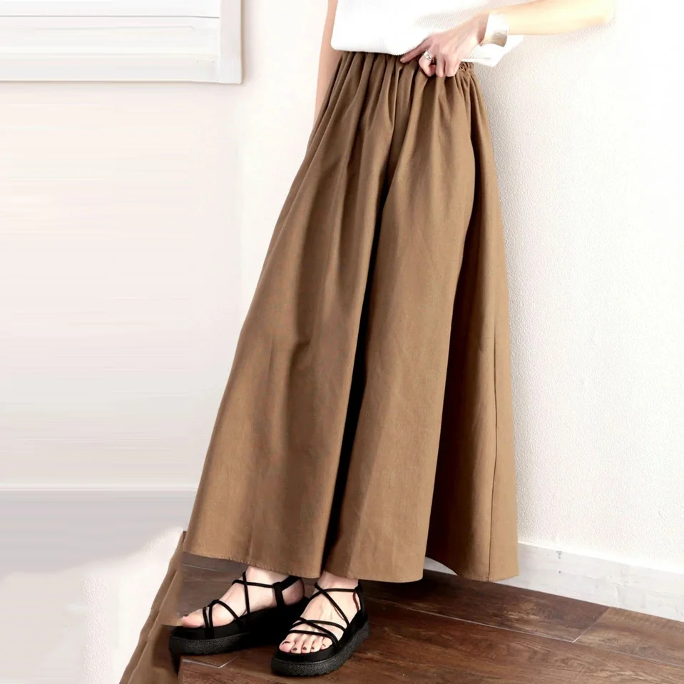 人氣商品 6色 素面 百搭 寬鬆 A字 鬆緊腰 半身裙