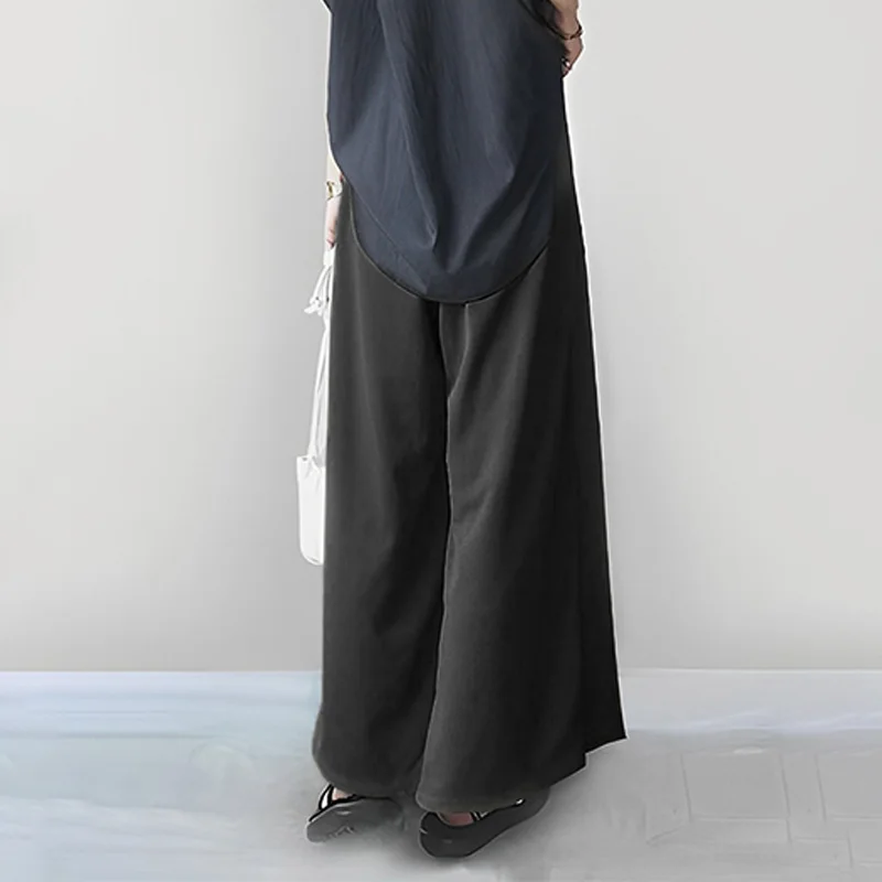 圓領 連肩 拼接 短袖 上衣+拼接 寬褲 兩件套