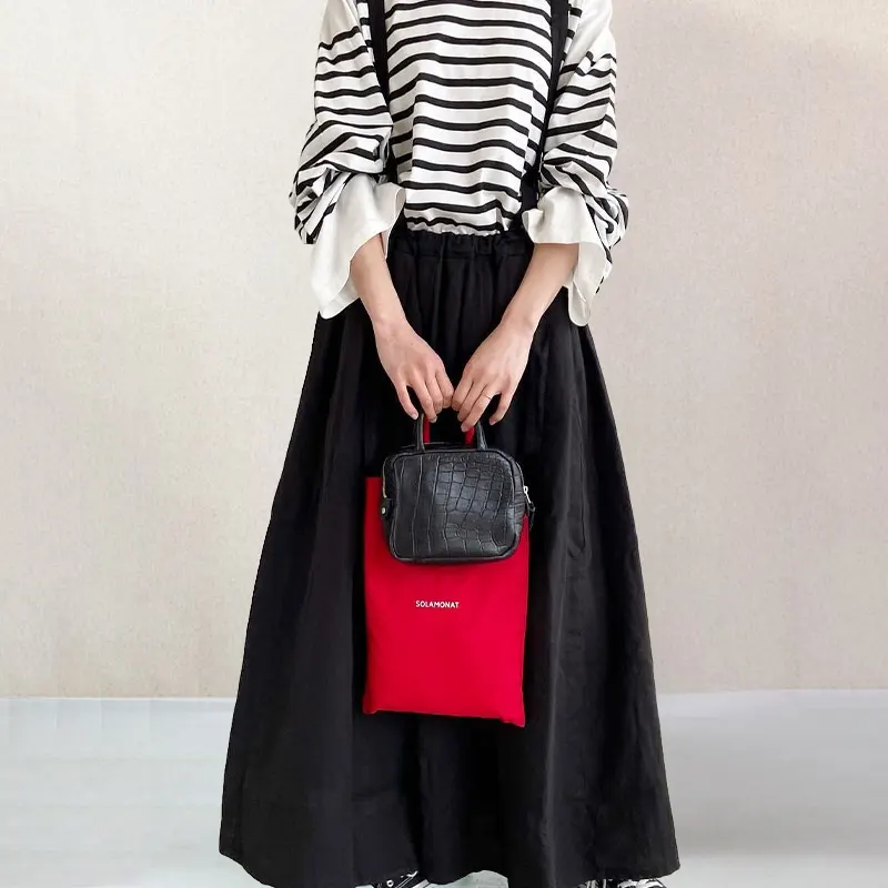 春夏漫遊必備 甜美可愛 條紋 寬鬆舒適長袖T賉上衣 高腰吊帶半身裙 春季新款 鬆緊腰 寬鬆 減齡 顯瘦吊帶裙 套裝