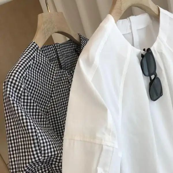 設計感 減齡 寬鬆 五分袖 上衣 襯衫 白色襯衫