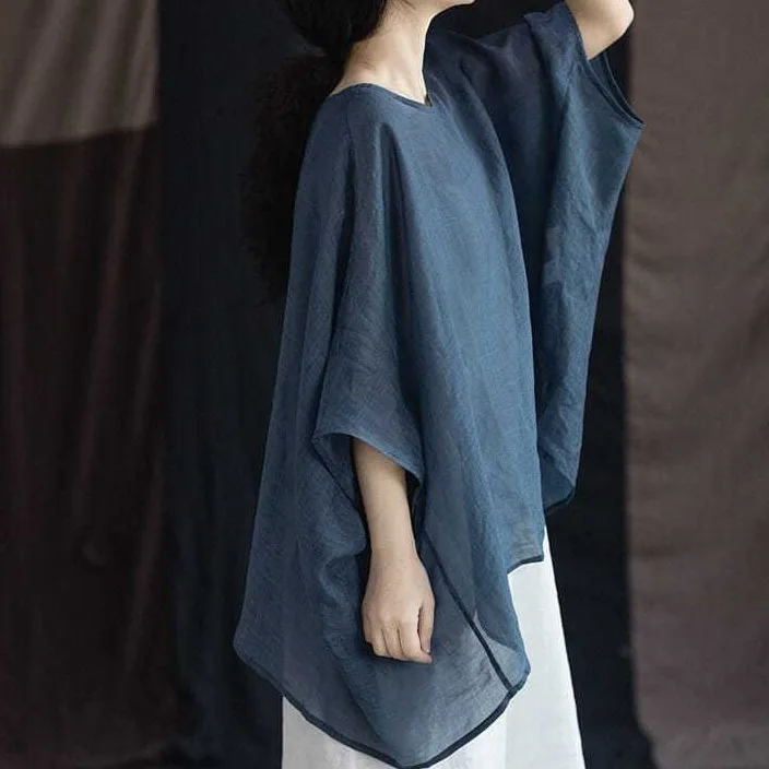 文藝 寬鬆 百搭 夏季新品 蝙蝠袖 大尺碼 防曬服 襯衫