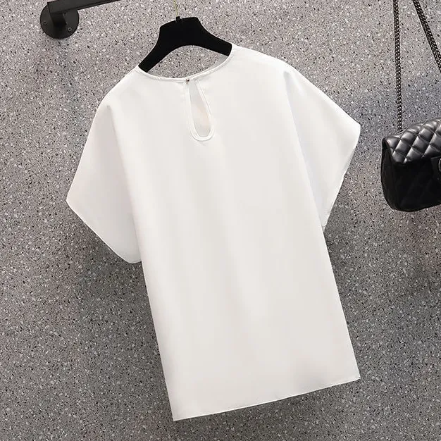 設計感素面t恤蝴蝶結 寬鬆顯瘦遮肚子 短袖寬鬆交叉系帶不規則上衣