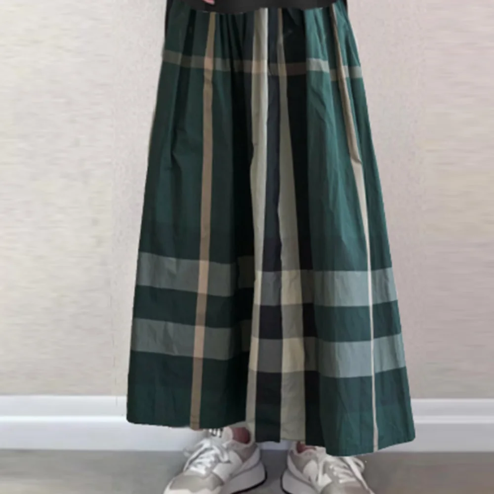 超柔親膚百搭 連帽 短袖 上衣+格子 半身裙 兩件套