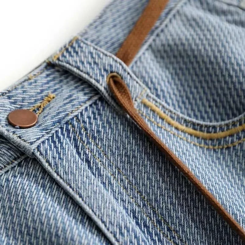 时髦 肌理設計感 高腰 牛仔褲 直筒 窄版 闊腿 拖地褲