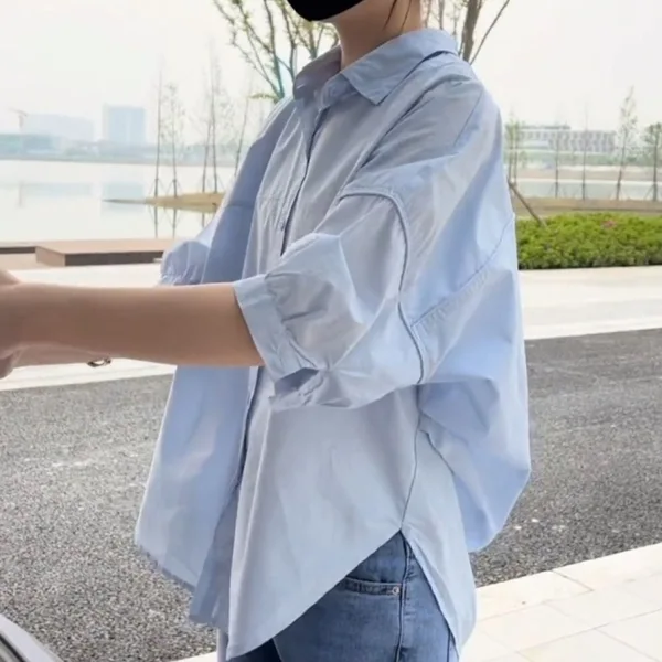 後背鏤空 襯衫 小清新 甜美 小衫 褶皺 減齡 小眾 寬鬆 百搭 上衣