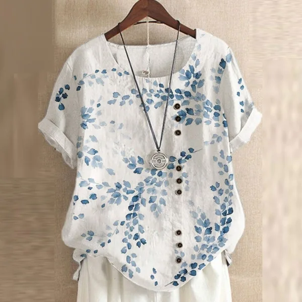 百變 休閒 印花 圓領 套頭 寬鬆 大碼 短袖 T恤