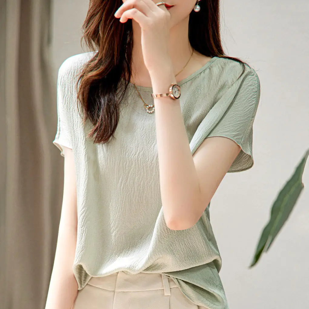 知性美型 慵懶百搭 雪紡 優雅 涼感 顯瘦 清新 T恤