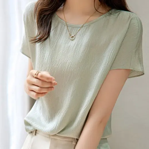 知性美型 慵懶百搭 雪紡 優雅 涼感 顯瘦 清新 T恤