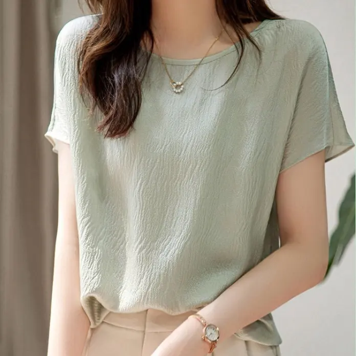知性美型 慵懶百搭 雪紡 優雅 涼感 顯瘦 清新 T恤