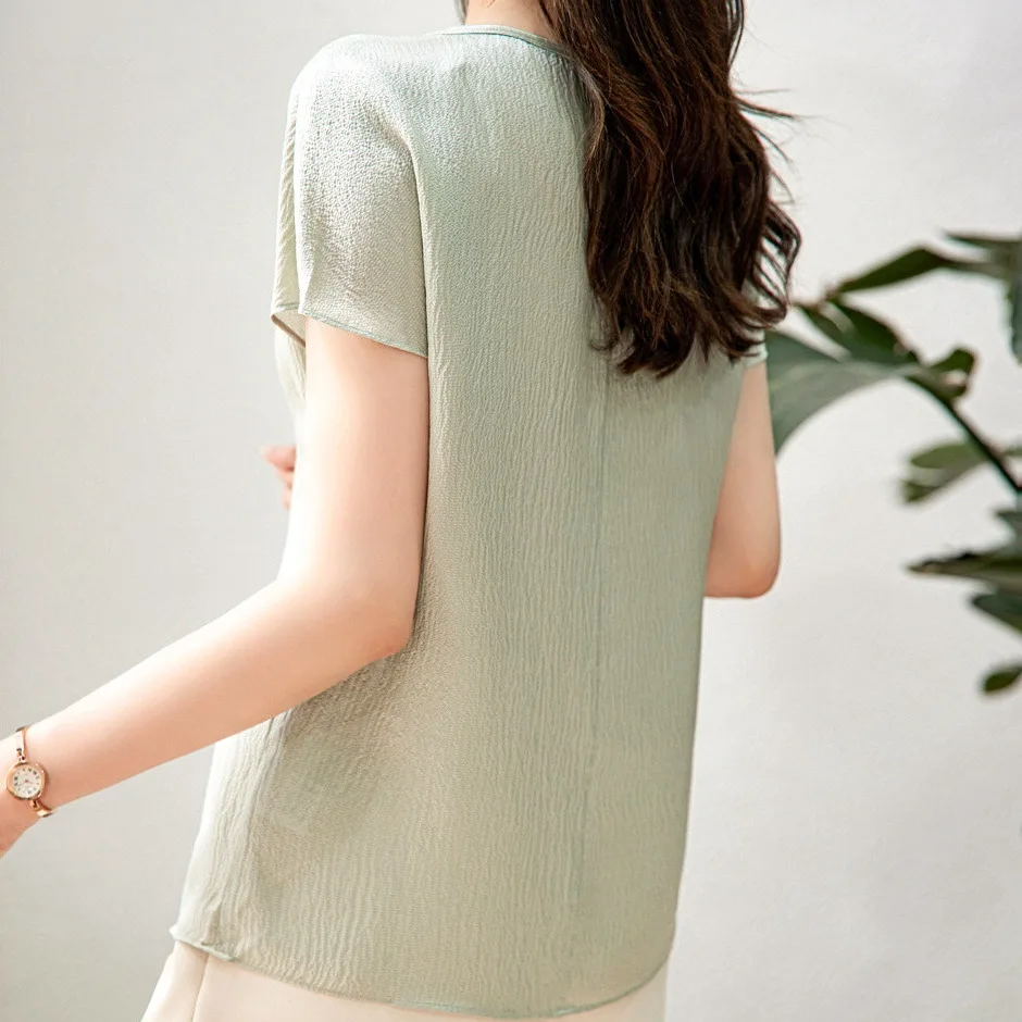 知性美型 慵懶百搭 雪紡 優雅 涼感 顯瘦 清新 T恤