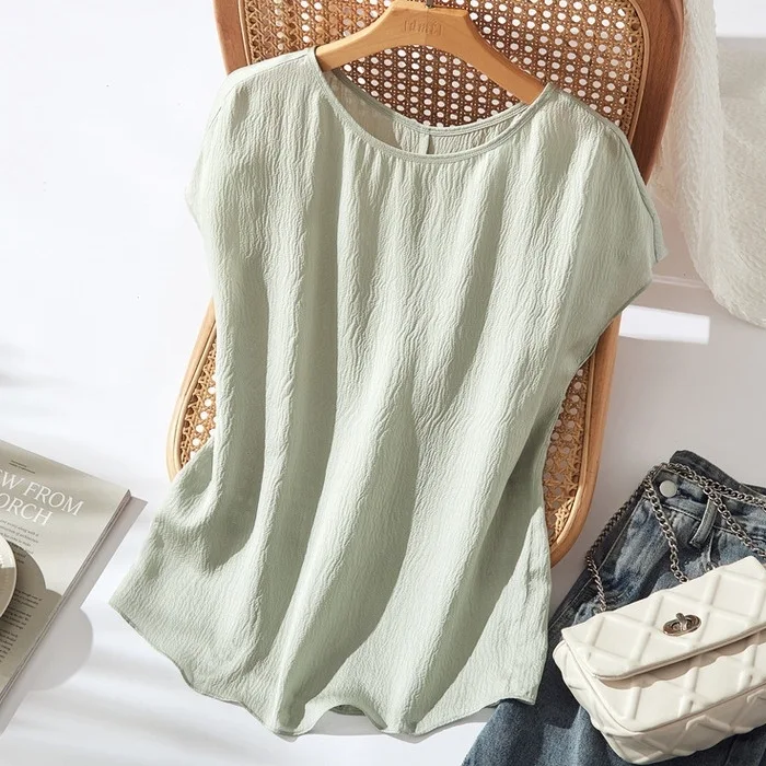 知性美型 慵懶百搭 雪紡 優雅 涼感 顯瘦 清新 T恤