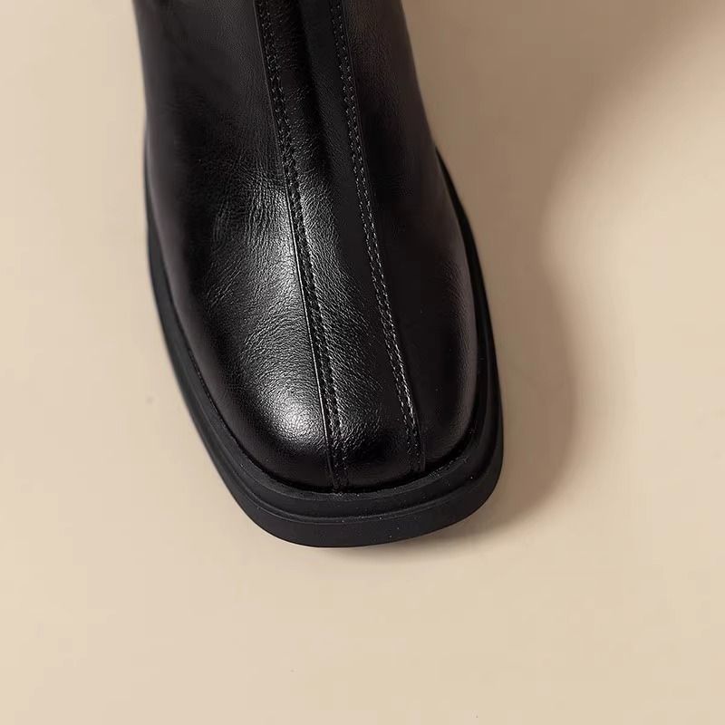 溫柔好感 素面 爆款 V口 粗高跟 切爾西 厚底 馬丁靴 短靴