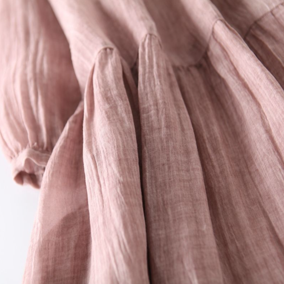 洋裝 日系 棉麻 洋氣 高級 飄逸 亞麻 大擺長裙 棉麻洋裝