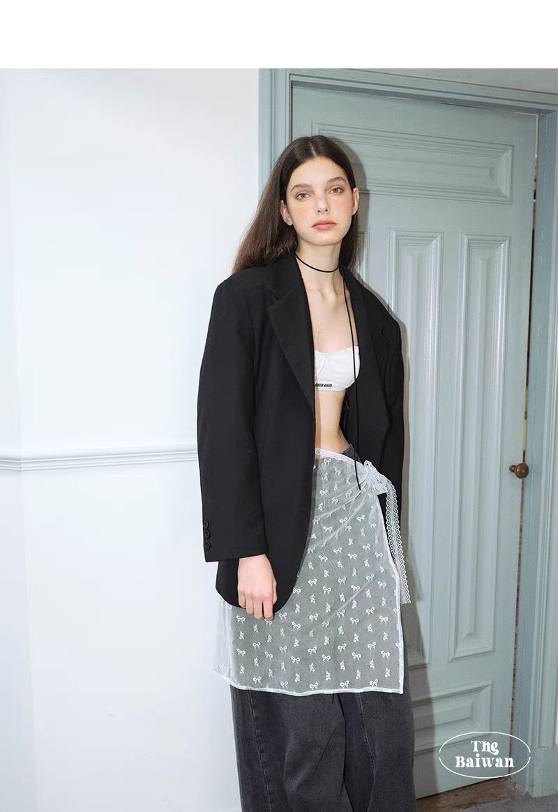 韓國疊疊樂 疊穿主義 ins系帶博主款蕾絲紗裙小眾綁帶設計辣妹圍裙半身裙屁簾