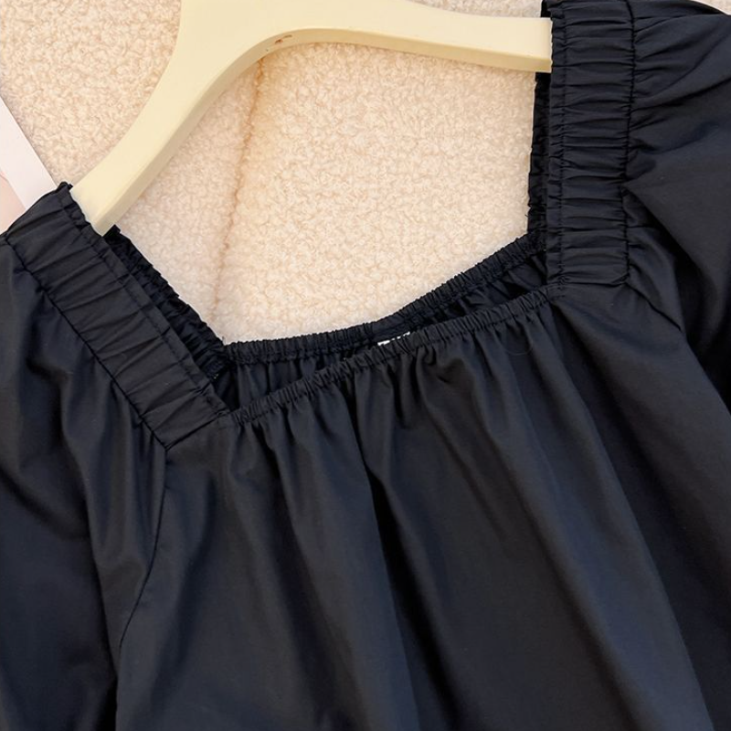 【單品可選】方領寬鬆泡泡袖襯衫+寬鬆高腰顯瘦工裝短褲套裝