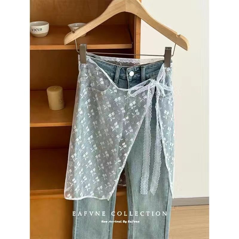韓國疊疊樂 疊穿主義 ins系帶博主款蕾絲紗裙小眾綁帶設計辣妹圍裙半身裙屁簾