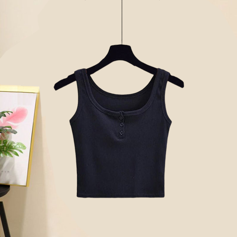 【穿搭一整套】整套特價$1165 韓版優雅風簡約復古紐扣背心+百搭襯衫+捲邊牛仔短褲套裝