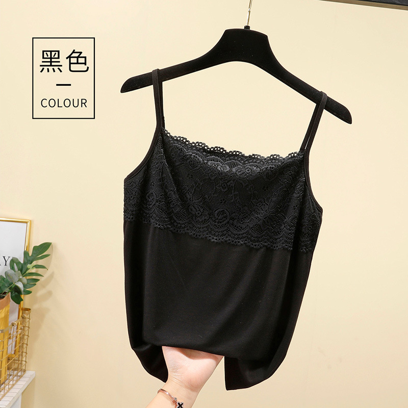 Bratop 心機小背心 莫代爾蕾絲吊帶背心 無袖百搭 學生內搭打底衫上衣薄