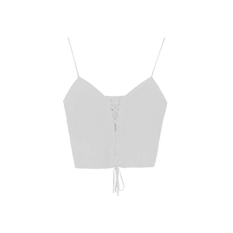 紅繩針織 設計感綁帶 細肩帶背心