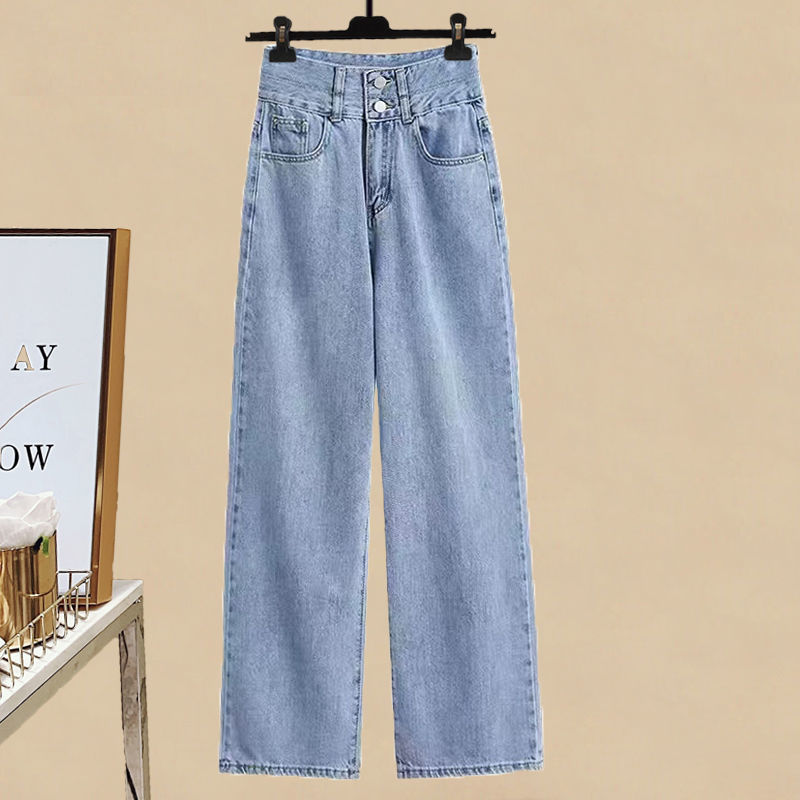 【單品可選】簡約好搭 溫柔 白色襯衫+洋氣 顯瘦 背心+藍色牛仔褲 三件套