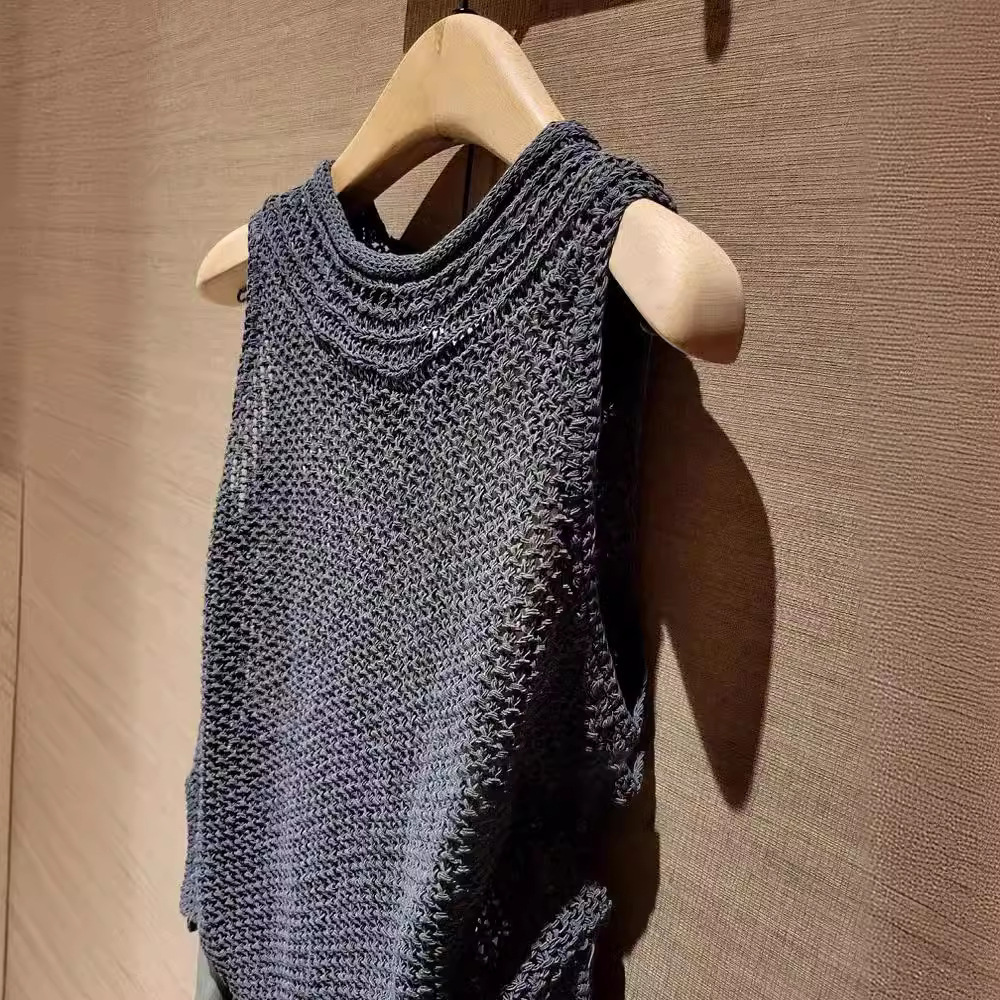 【單品購買】高級時尚氣質兩件套 無袖垂墜感 休閒韓風背心+闊腳寬褲 針織緞面慵懶風穿搭