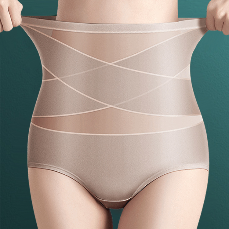 收腹全面升級 高彈親膚 交叉繃帶高腰冰絲收腹褲 薄款透氣女士塑身內褲